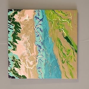 Acrylic Pour Paint on Recycled Canvas